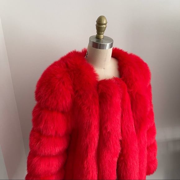 Red Faux Fur Jacket - Picture 2 of 4